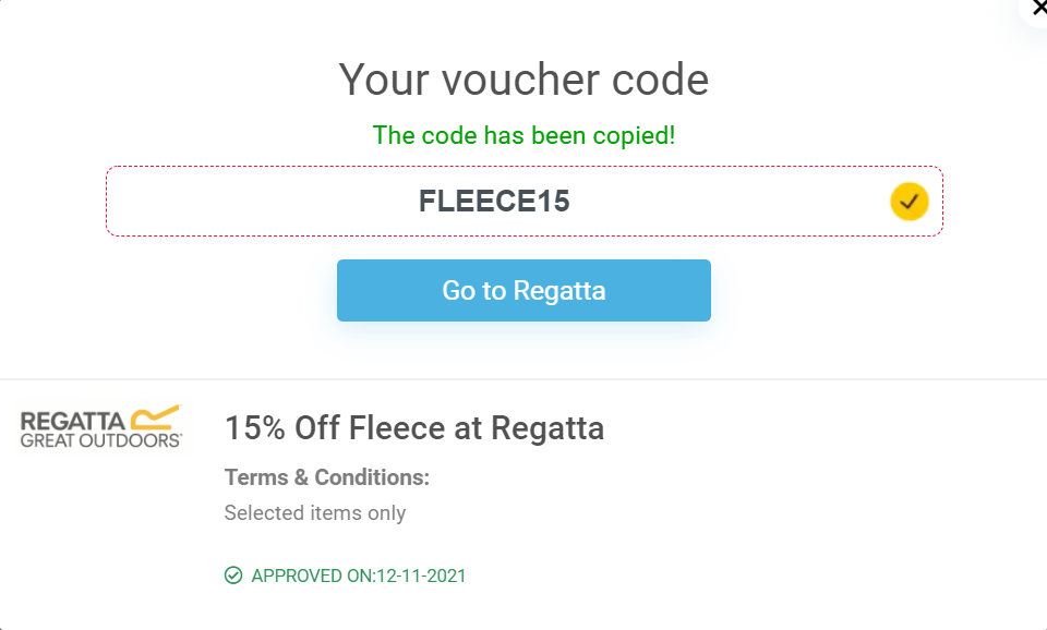 Regatta new Vouchers